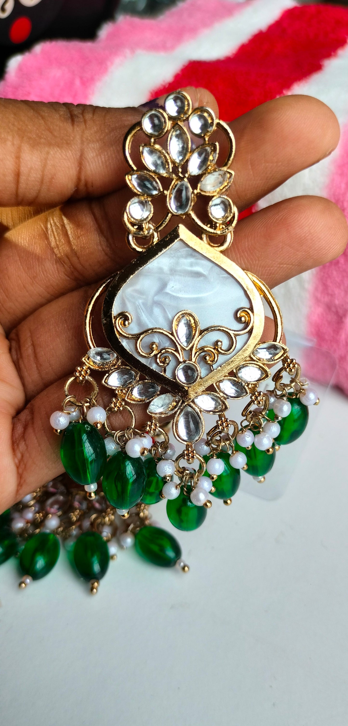 Elegant Green Colored Pearl Jhumki Earrings for Women & Girls – Traditional Oxidized Silver Ethnic Jewelry