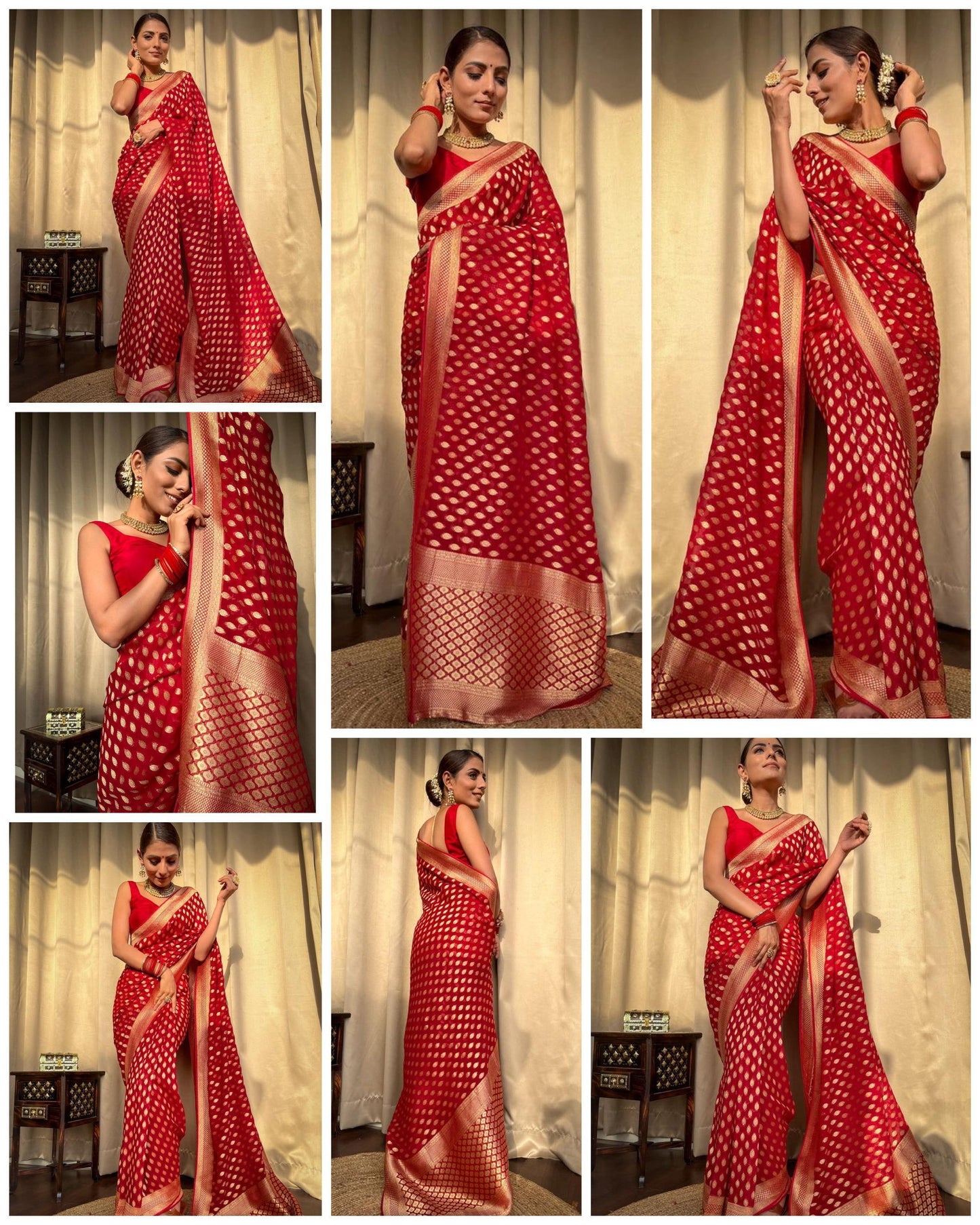 Embracing Red Colored Soft Lichi Silk Saree with Heavy Jacquard Work & Rich Border