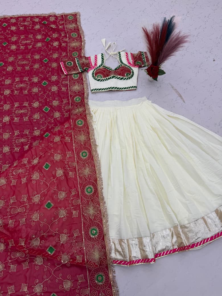 Navratri Special Roman Silk Lehenga Choli with 6 Meter Big Flair, Heavy Embroidery & Sequin Work
