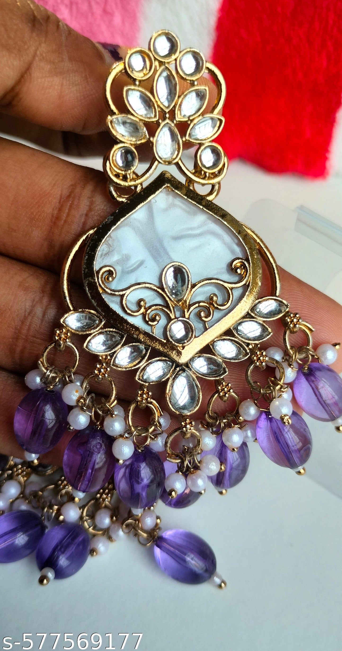 Elegant Purple Colored Pearl Jhumki Earrings for Women & Girls – Traditional Oxidized Silver Ethnic Jewelry