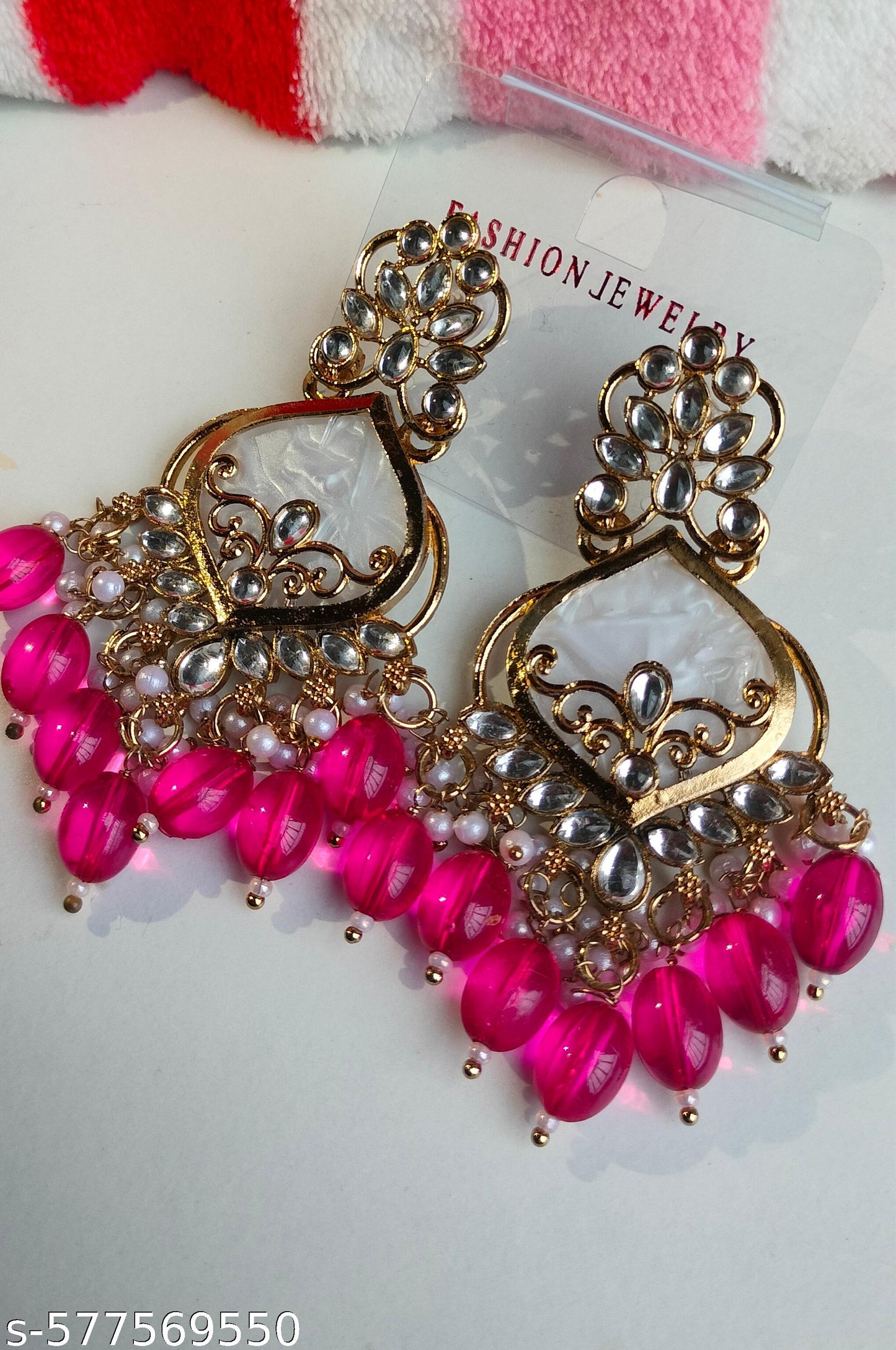 Elegant Rani Pink Colored Pearl Jhumki Earrings for Women & Girls – Traditional Oxidized Silver Ethnic Jewelry