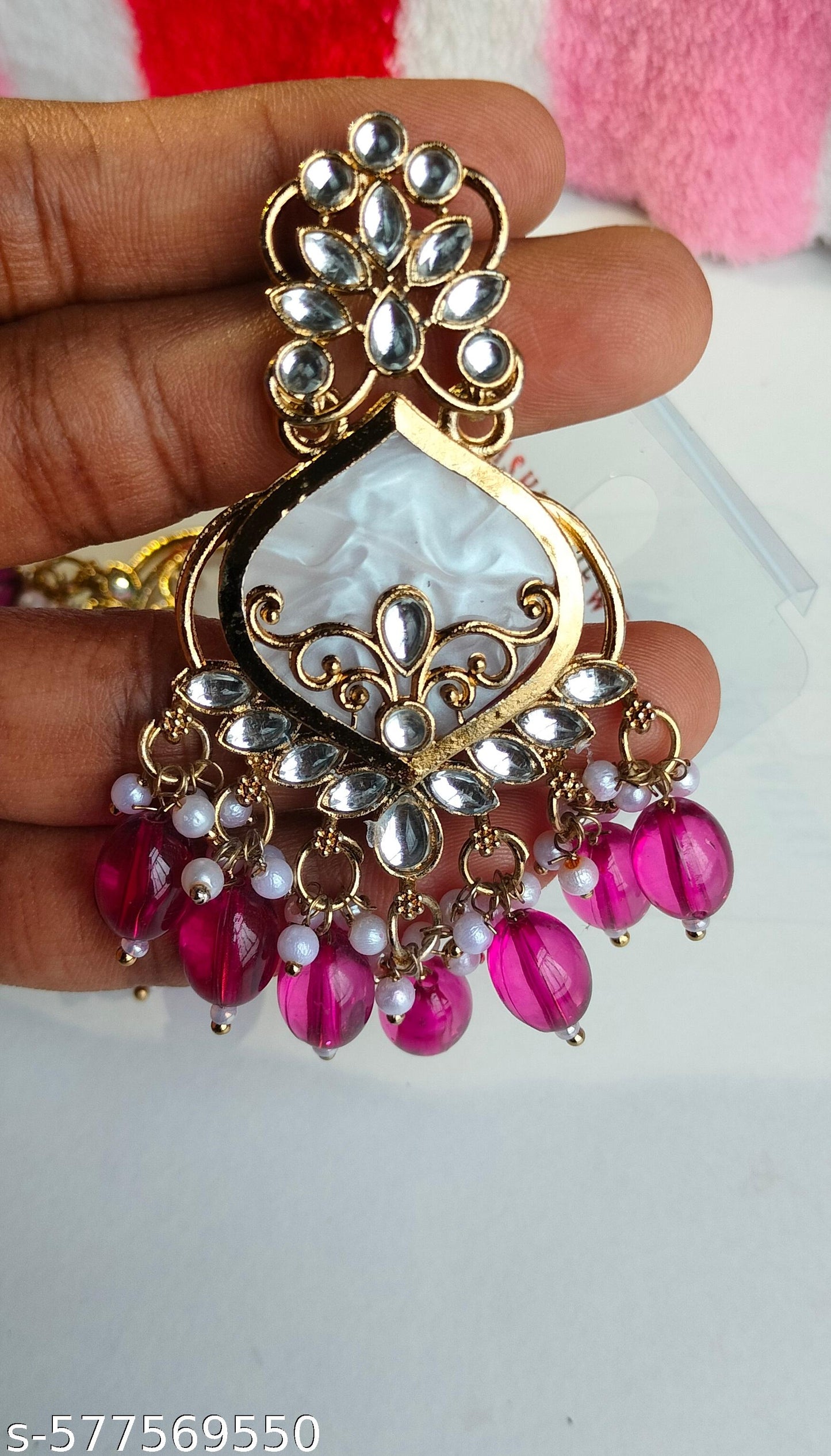 Elegant Rani Pink Colored Pearl Jhumki Earrings for Women & Girls – Traditional Oxidized Silver Ethnic Jewelry