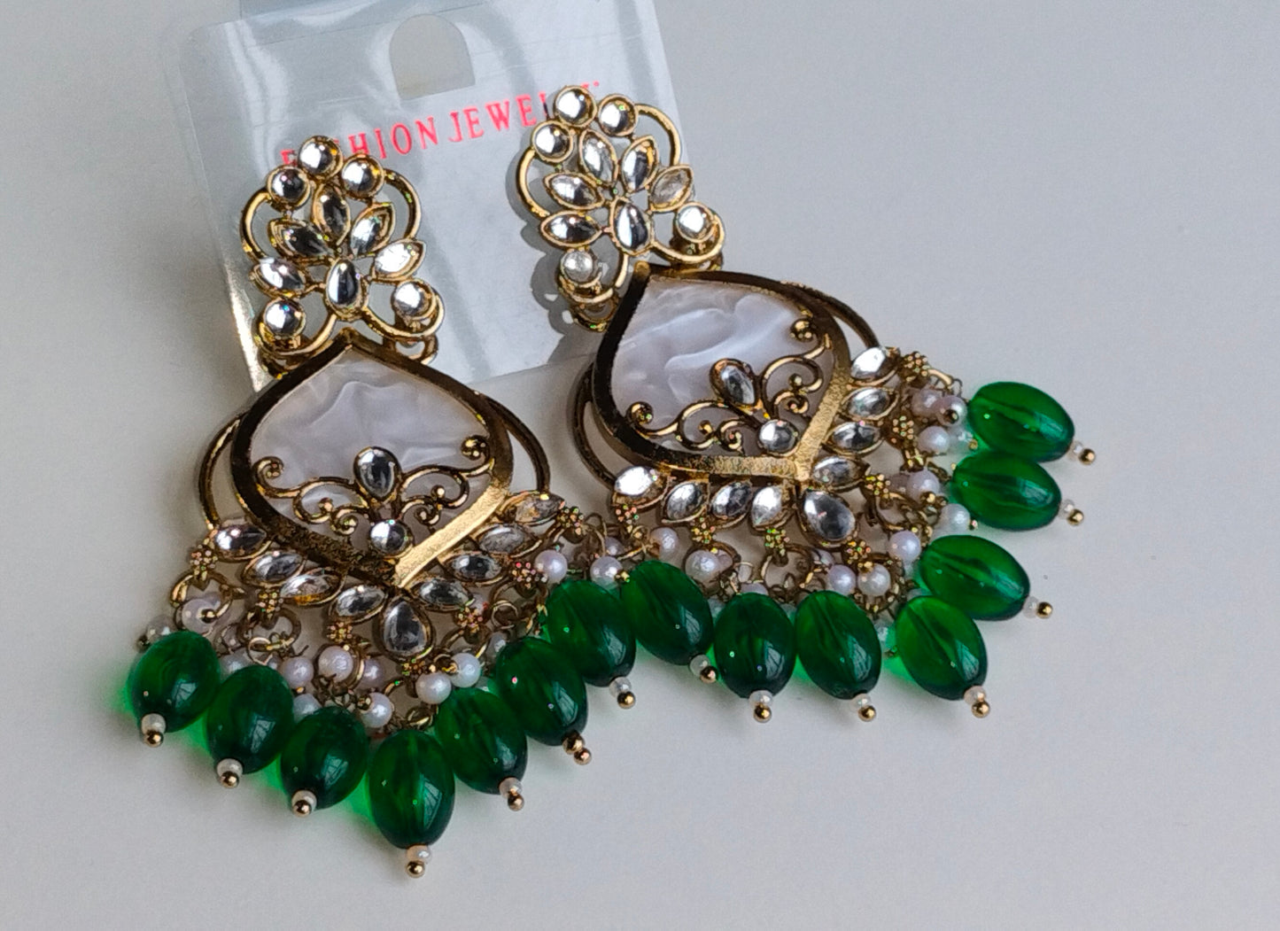 Elegant Green Colored Pearl Jhumki Earrings for Women & Girls – Traditional Oxidized Silver Ethnic Jewelry