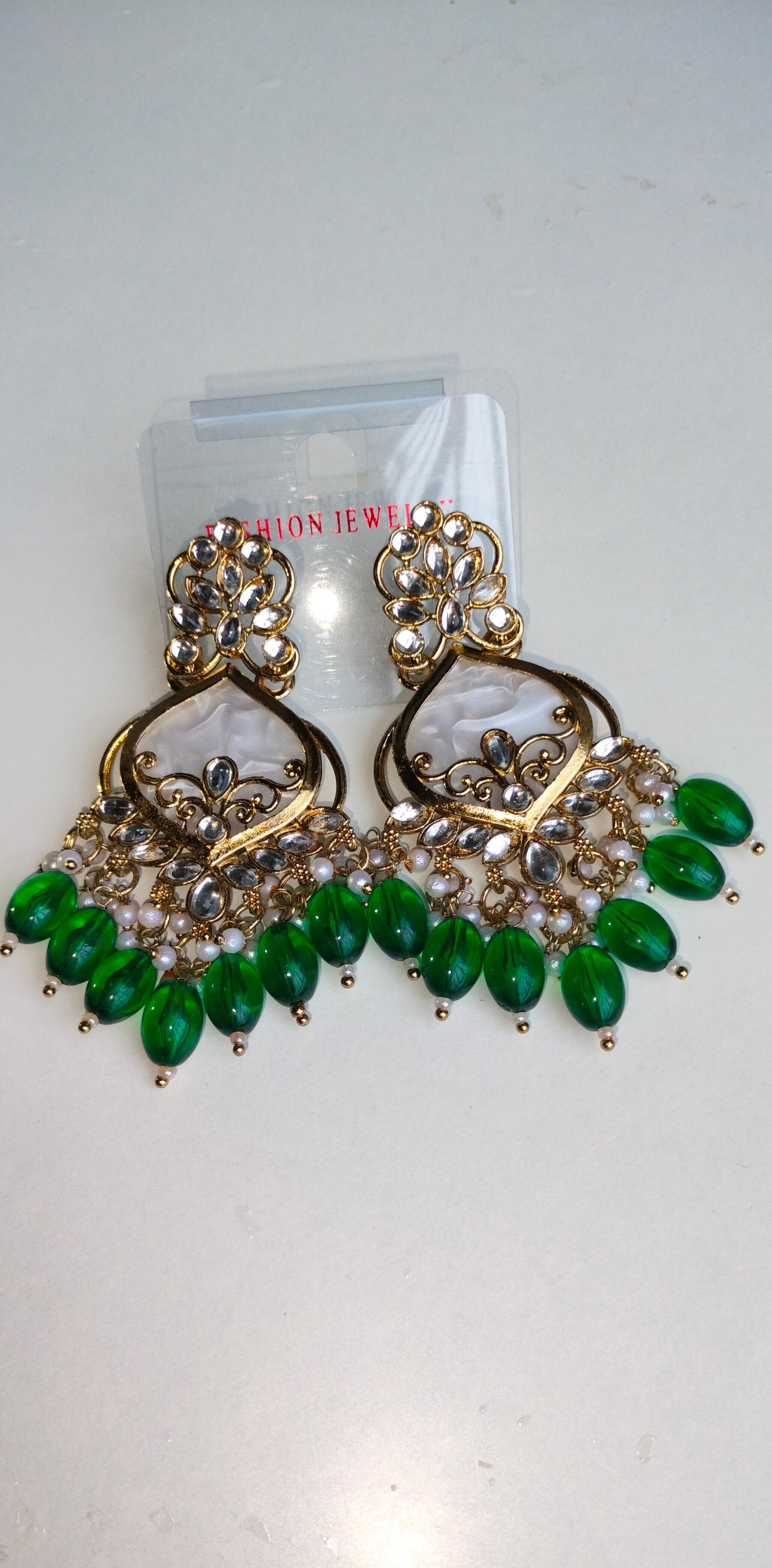 Elegant Green Colored Pearl Jhumki Earrings for Women & Girls – Traditional Oxidized Silver Ethnic Jewelry