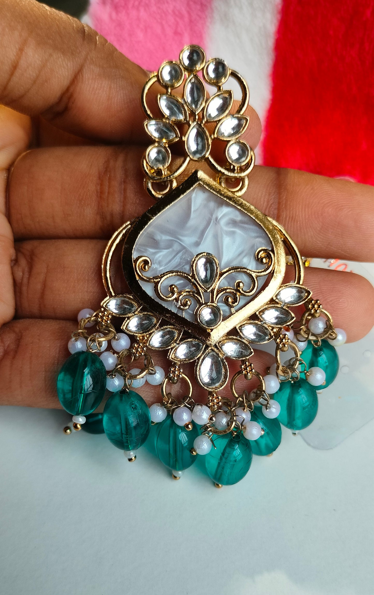 Elegant Cyan Blue Colored Pearl Jhumki Earrings for Women & Girls – Traditional Oxidized Silver Ethnic Jewelry