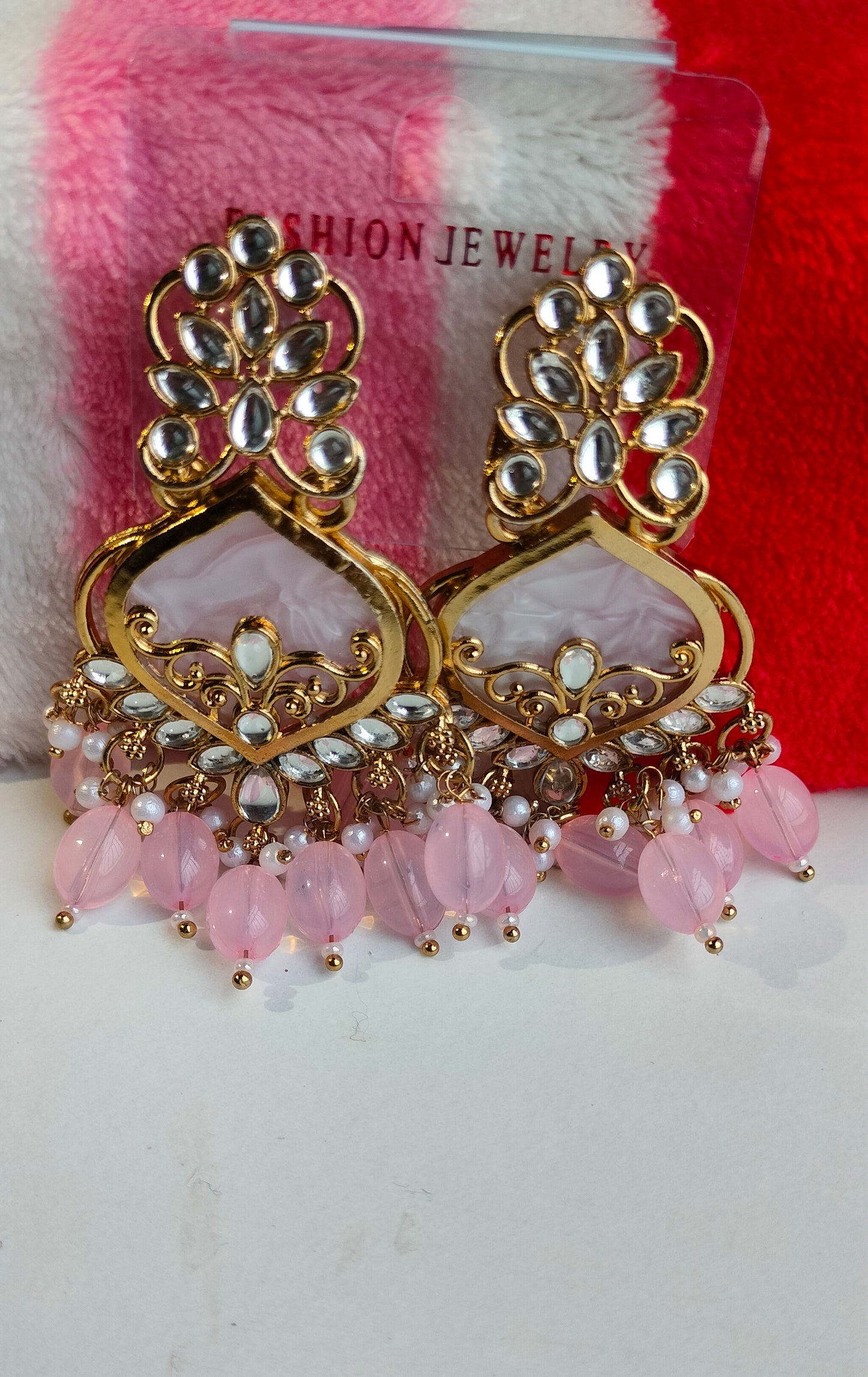 Elegant Pink Colored Pearl Jhumki Earrings for Women & Girls – Traditional Oxidized Silver Ethnic Jewelry