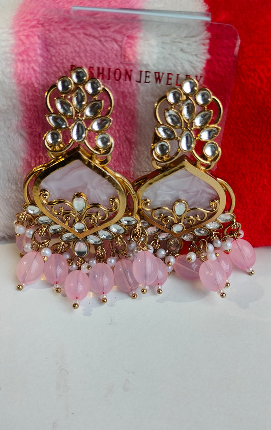 Elegant Pink Colored Pearl Jhumki Earrings for Women & Girls – Traditional Oxidized Silver Ethnic Jewelry