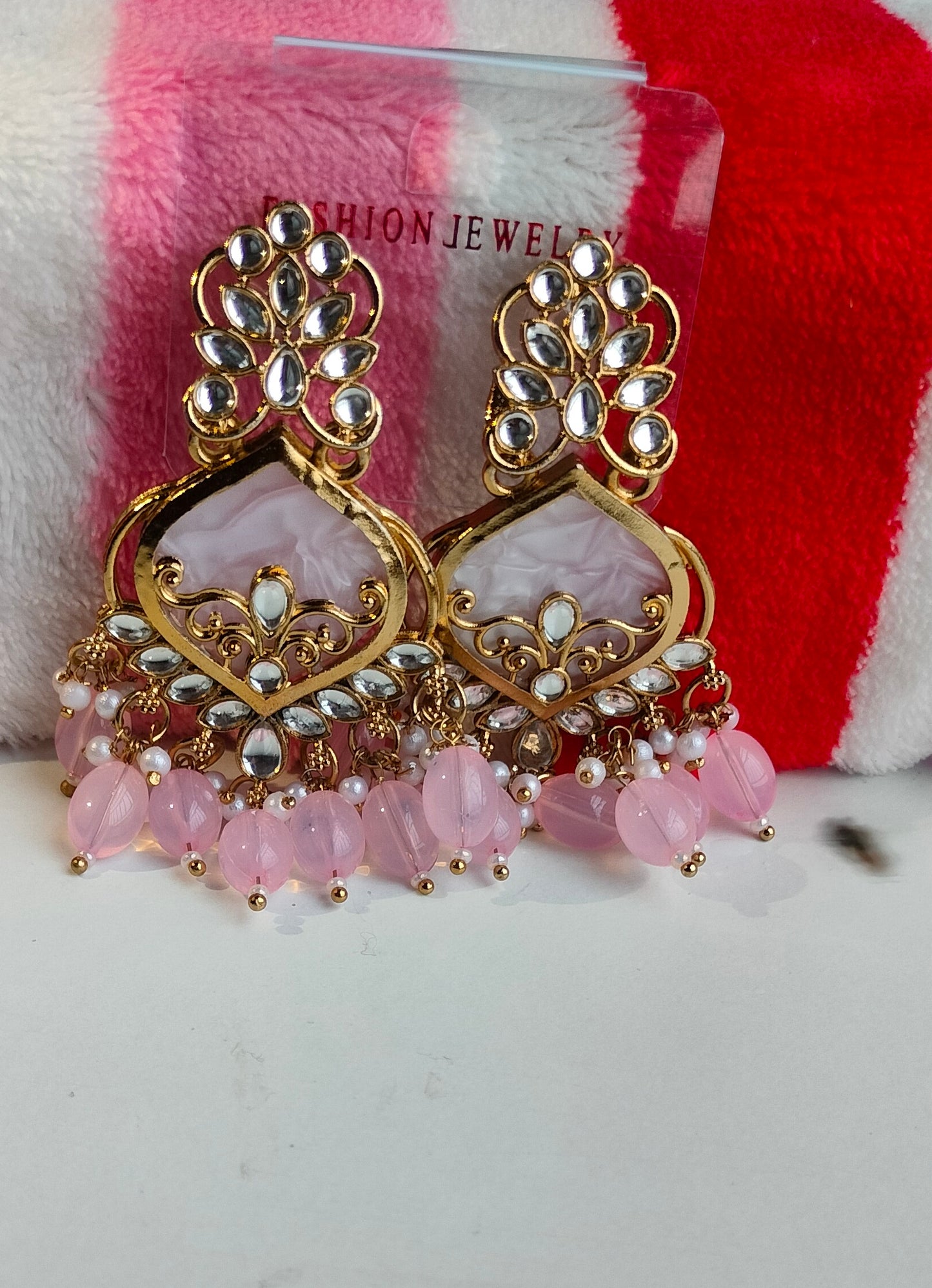 Elegant Pink Colored Pearl Jhumki Earrings for Women & Girls – Traditional Oxidized Silver Ethnic Jewelry