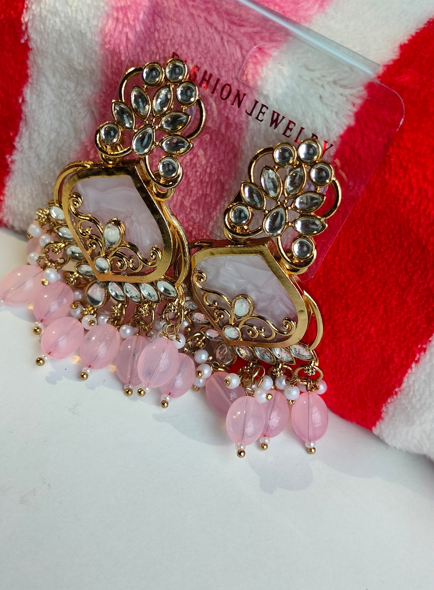 Elegant Pink Colored Pearl Jhumki Earrings for Women & Girls – Traditional Oxidized Silver Ethnic Jewelry