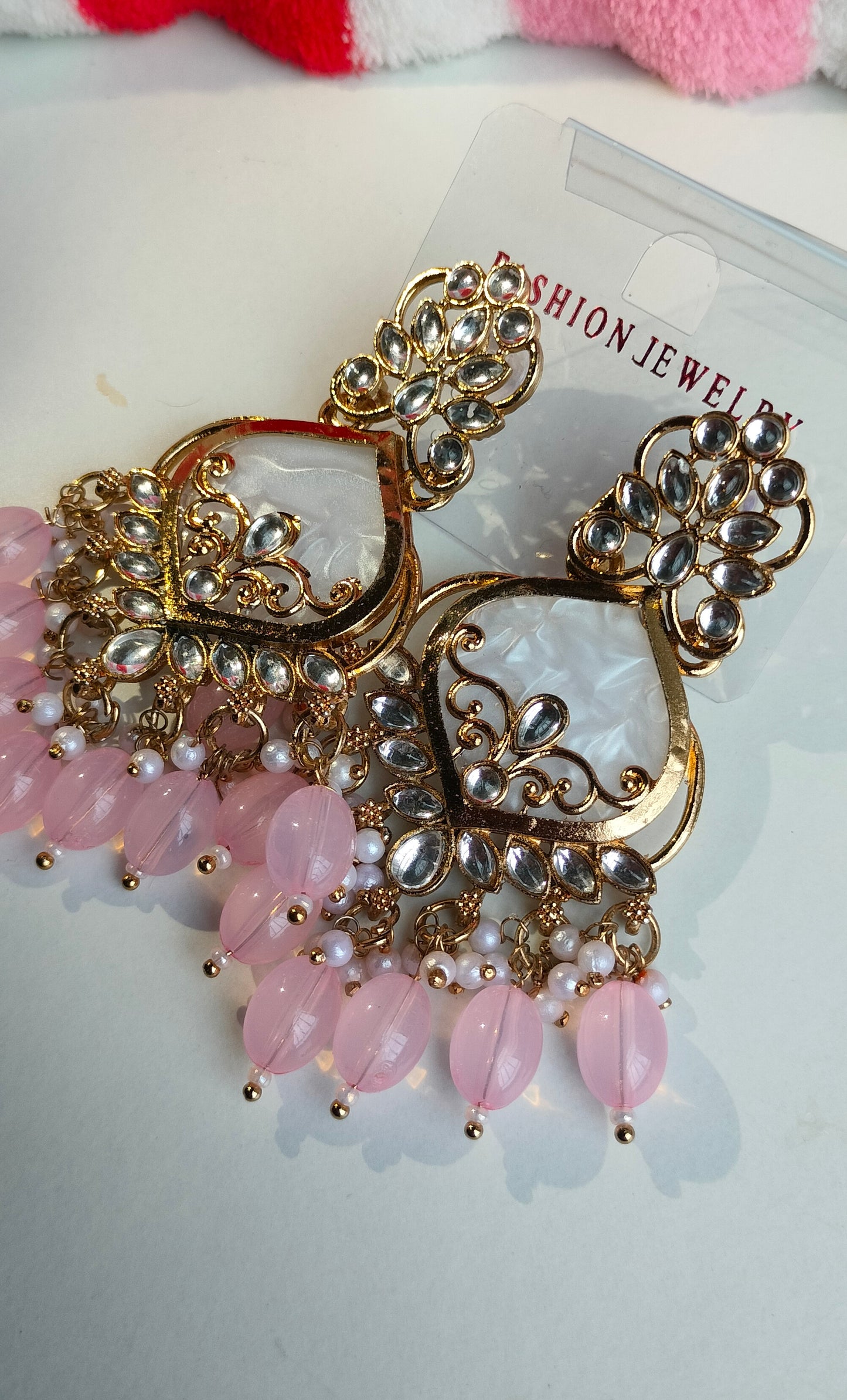 Elegant Pink Colored Pearl Jhumki Earrings for Women & Girls – Traditional Oxidized Silver Ethnic Jewelry