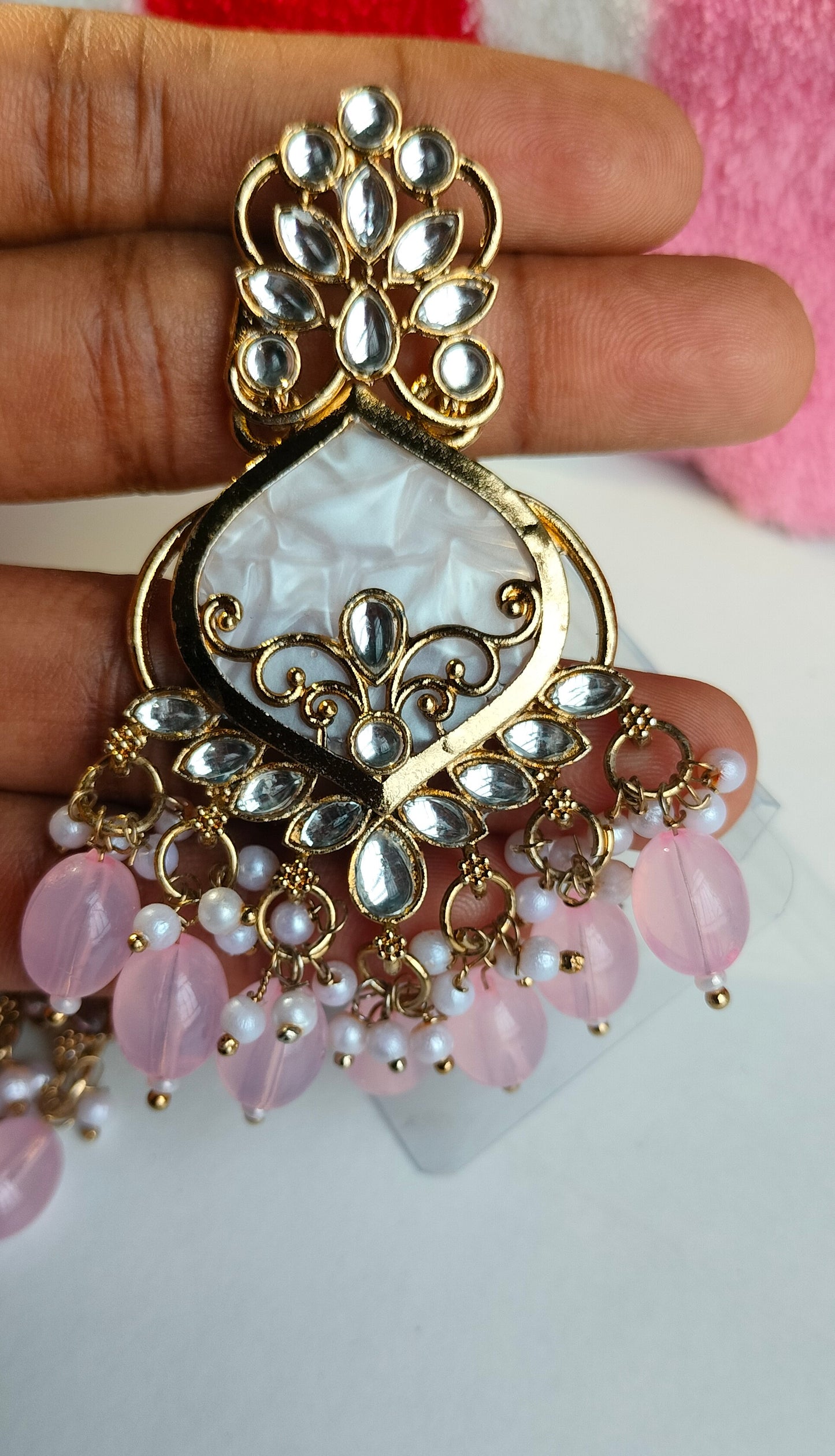 Elegant Pink Colored Pearl Jhumki Earrings for Women & Girls – Traditional Oxidized Silver Ethnic Jewelry