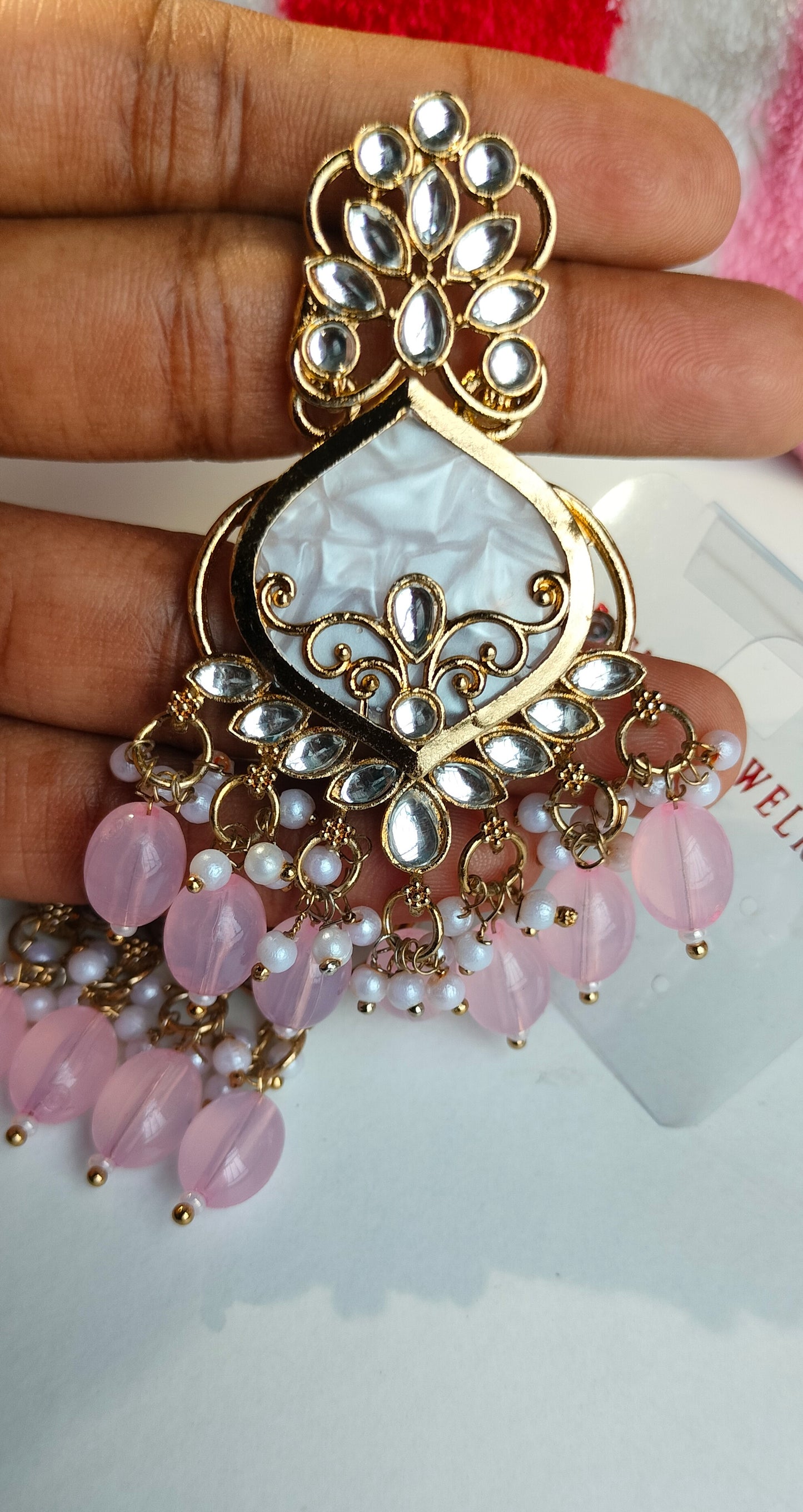 Elegant Pink Colored Pearl Jhumki Earrings for Women & Girls – Traditional Oxidized Silver Ethnic Jewelry