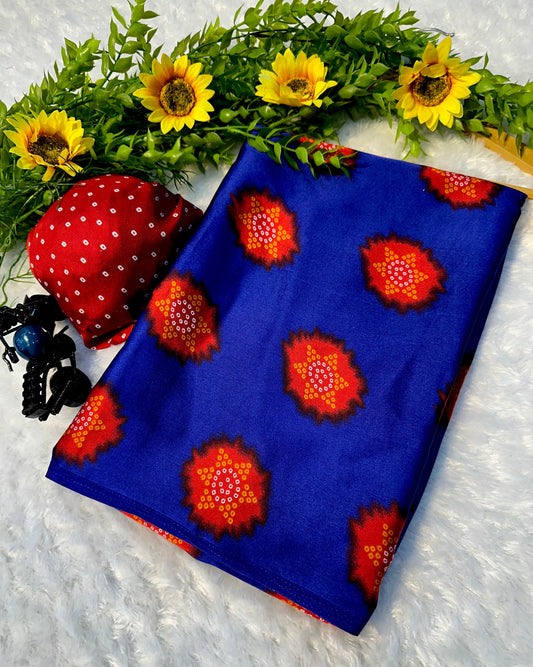 Premium Gajji Silk Royal Blue Colored Saree – Semi Gajji Heavy Weave with Blouse