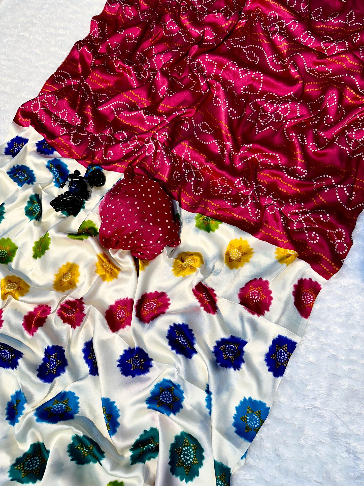 Premium Gajji Silk Red & White Colored Saree – Semi Gajji Heavy Weave with Blouse