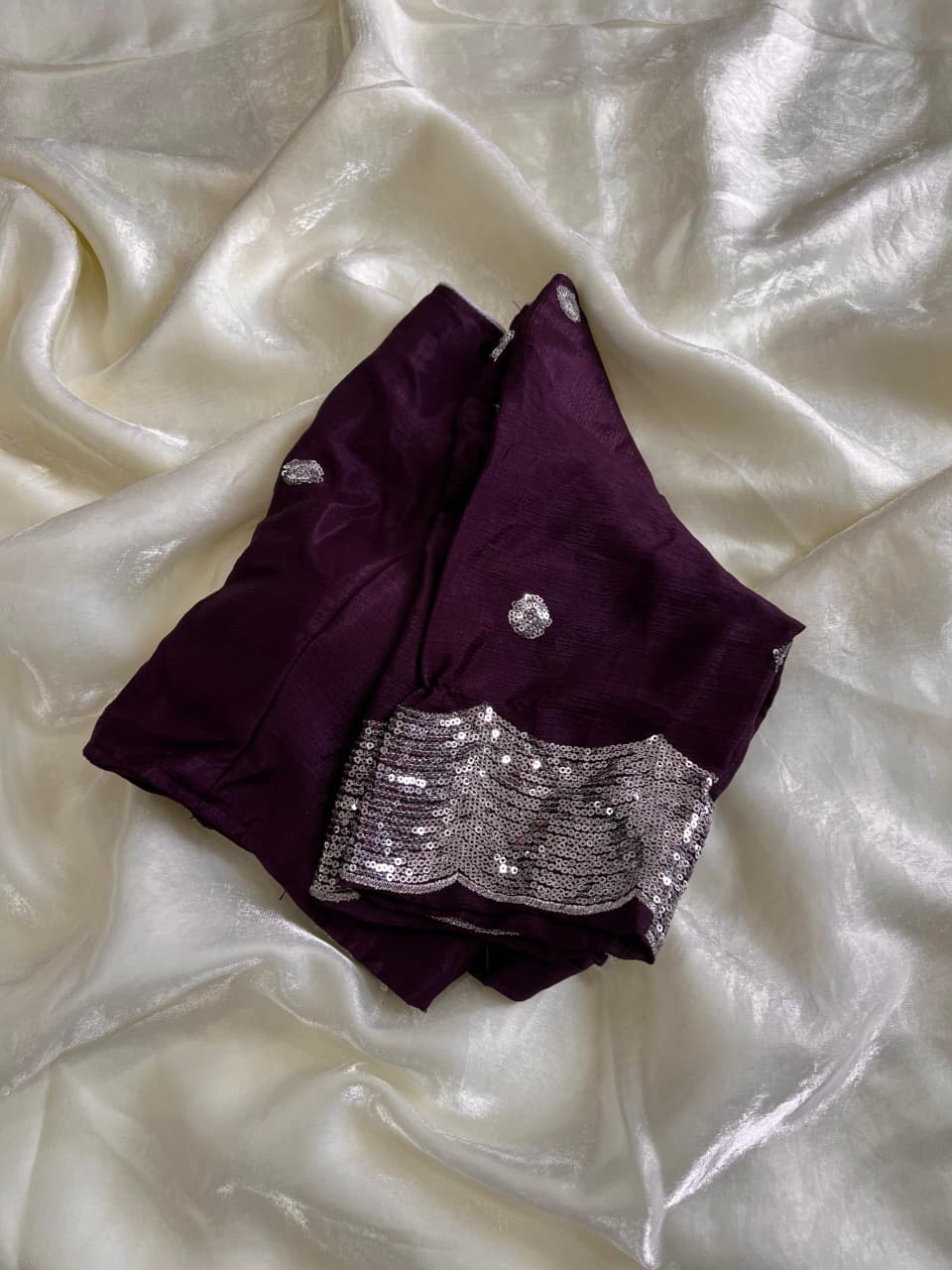 New Space Silk Purple Colored Saree With Full-Stitched Embroidery Blouse