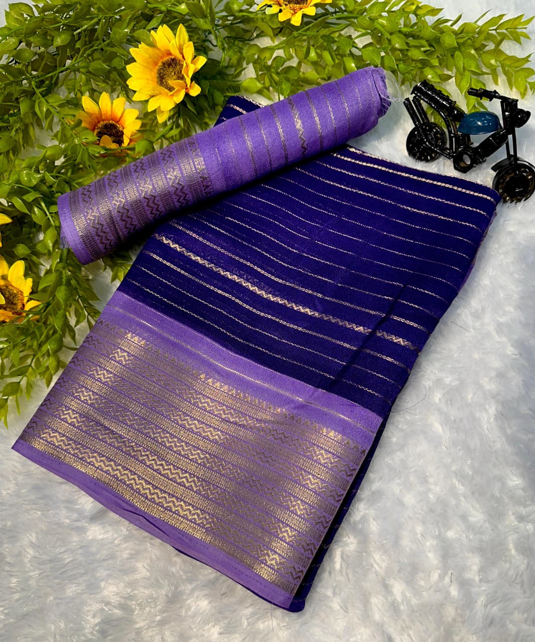 Beautiful Heavy Mysore Silk Purple Colored Saree