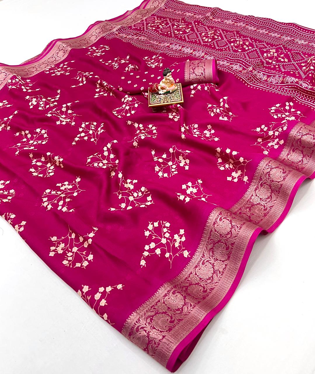 Beautiful Pure Calcutta Moss Mellow Georgette Print Sarees