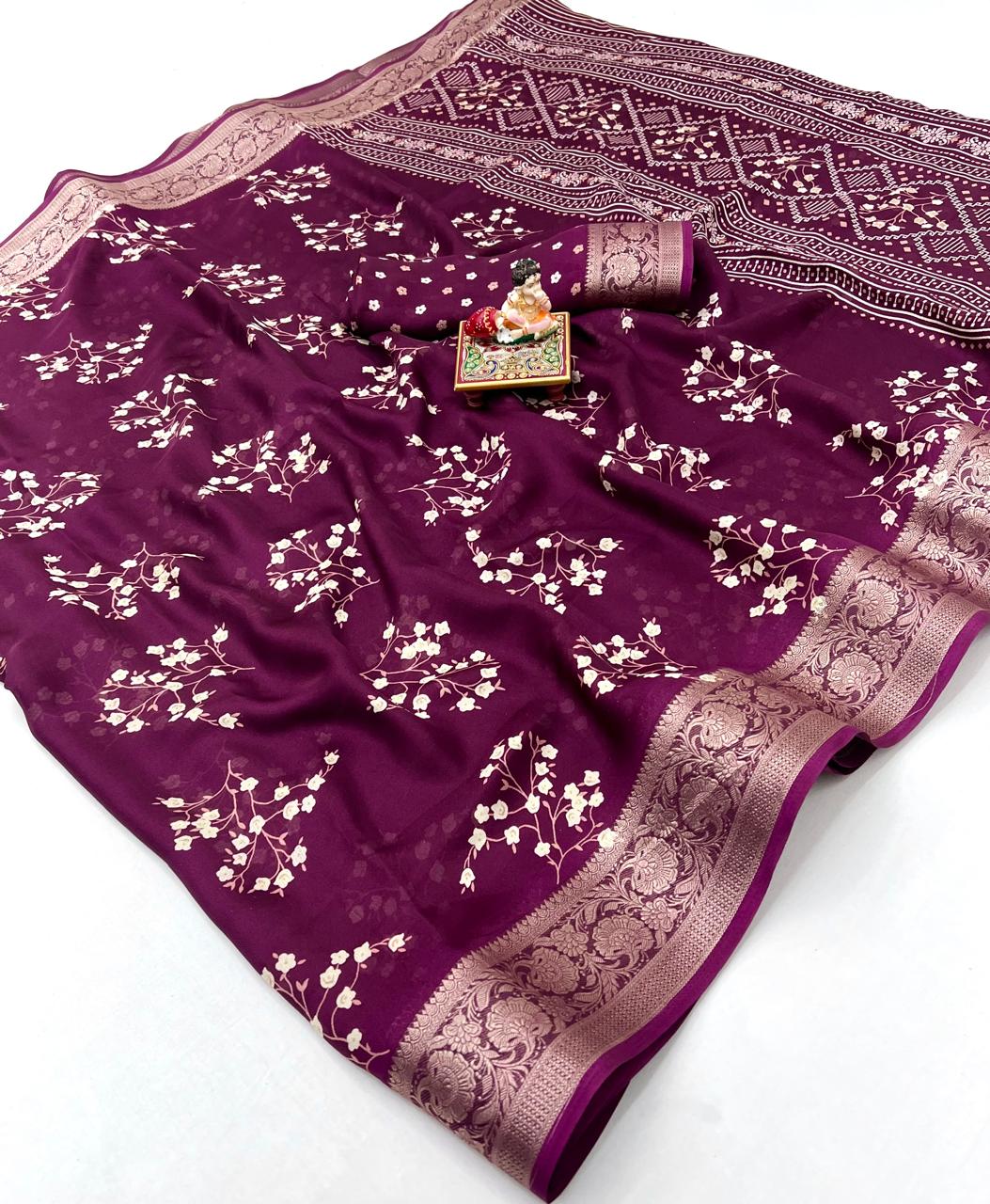Beautiful Pure Calcutta Moss Mellow Georgette Print Sarees