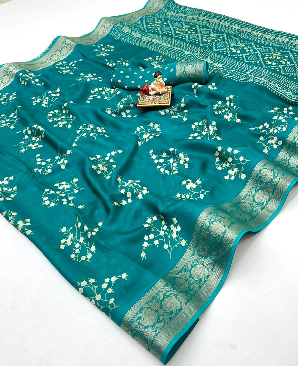 Beautiful Pure Calcutta Moss Mellow Georgette Print Sarees