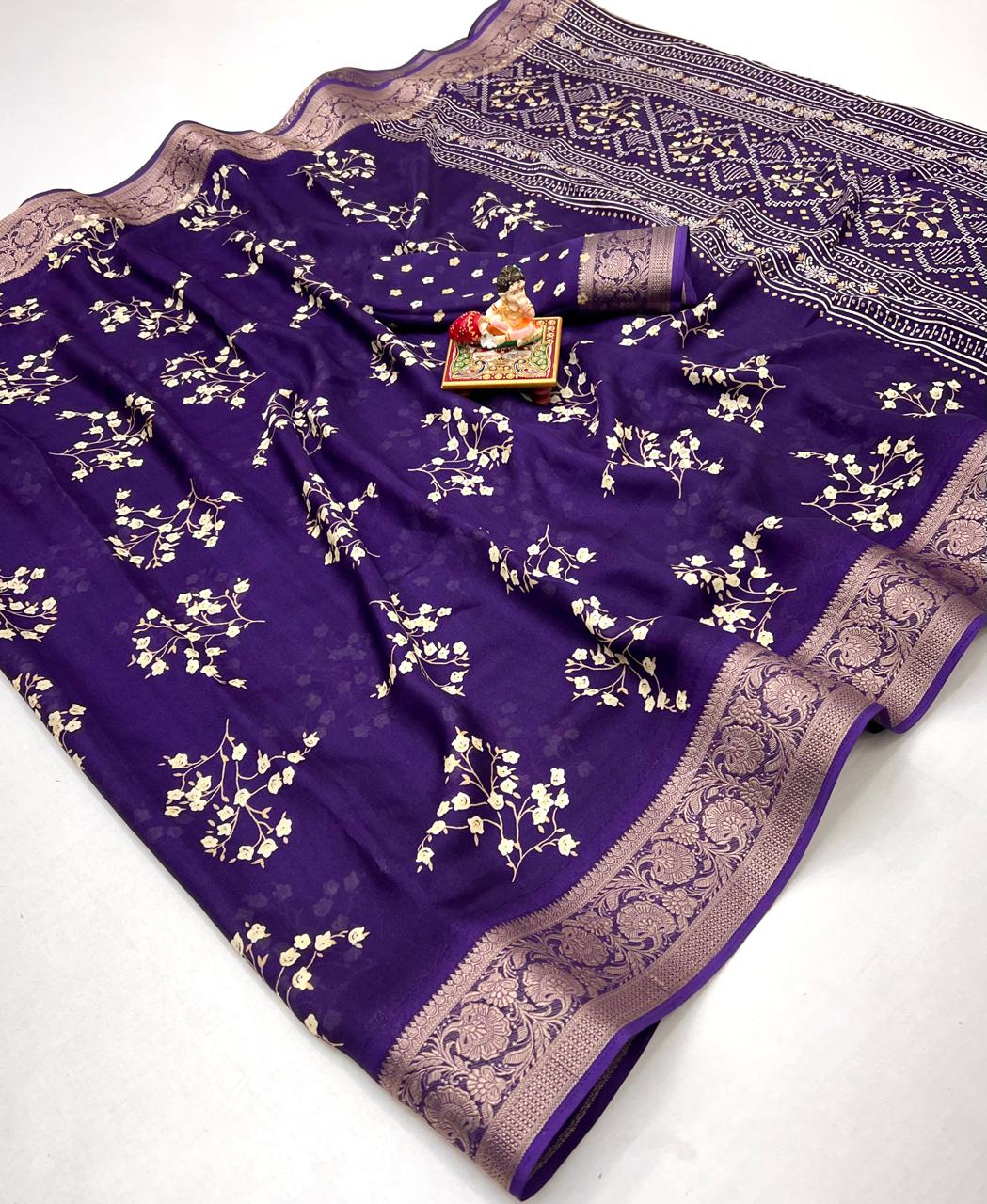 Beautiful Pure Calcutta Moss Mellow Georgette Print Sarees