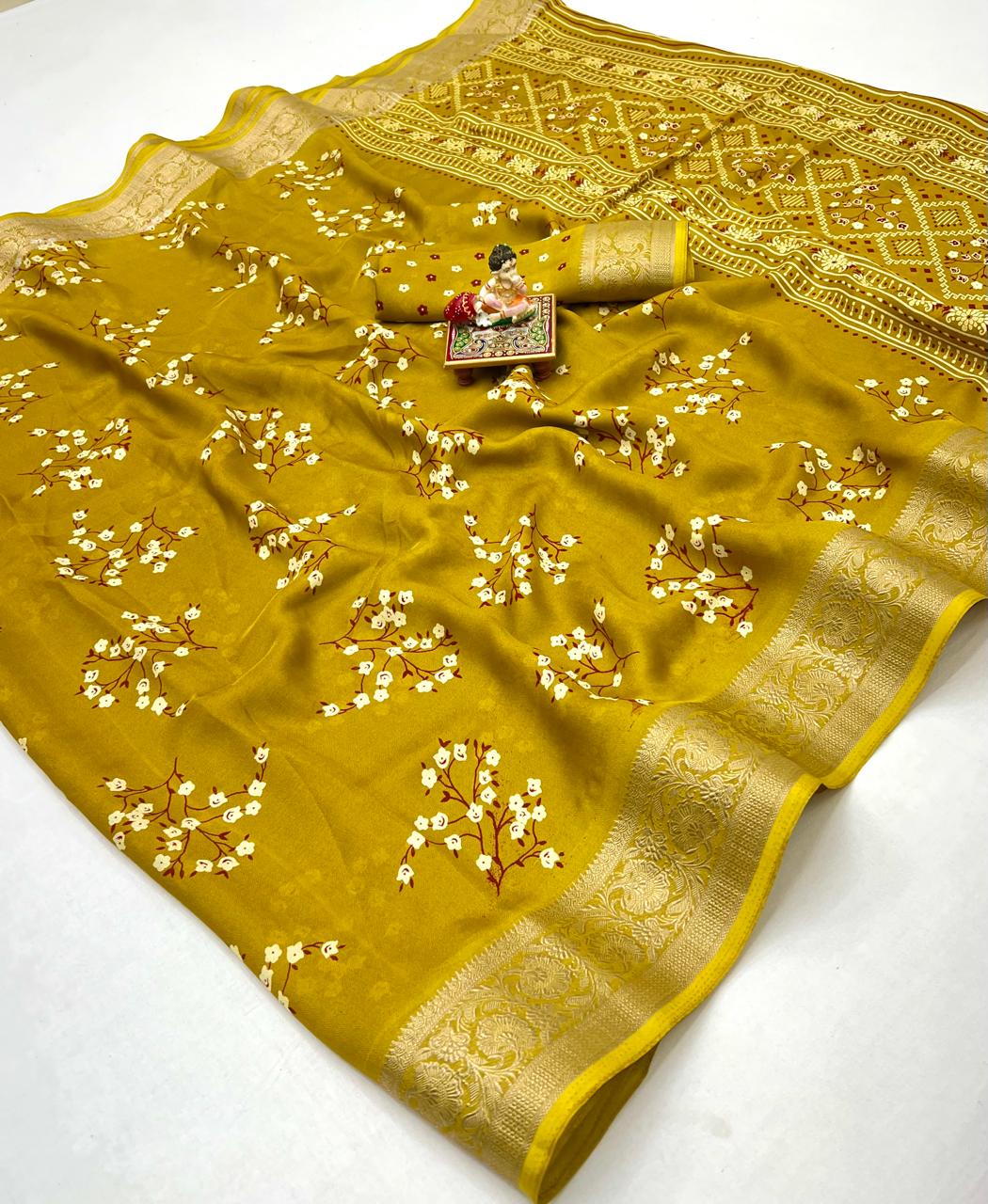 Beautiful Pure Calcutta Moss Mellow Georgette Print Sarees