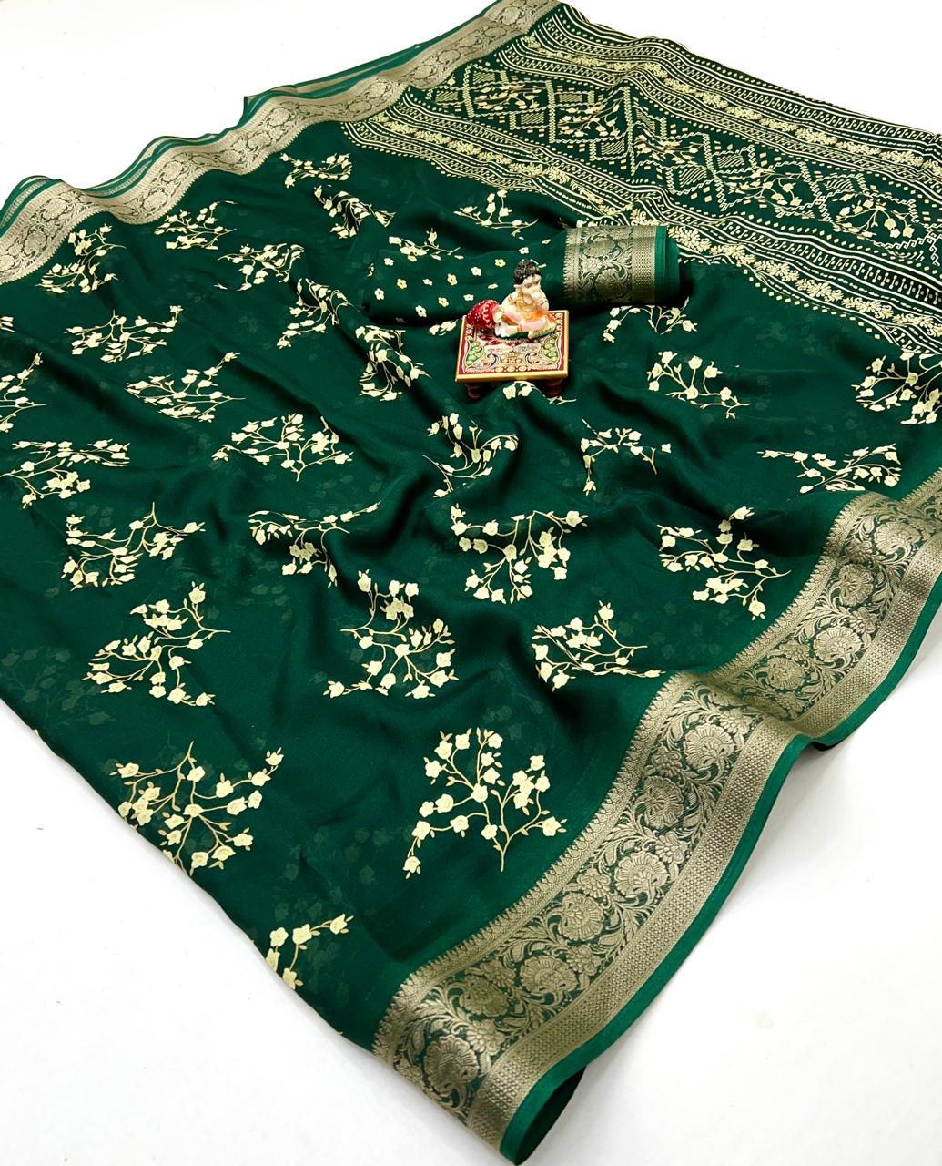 Beautiful Pure Calcutta Moss Mellow Georgette Print Sarees