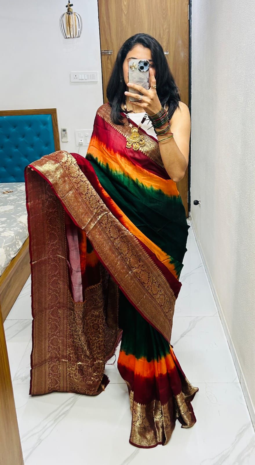 Premium Kanjivaram Bandhani Cotton Silk Saree with Running Blouse