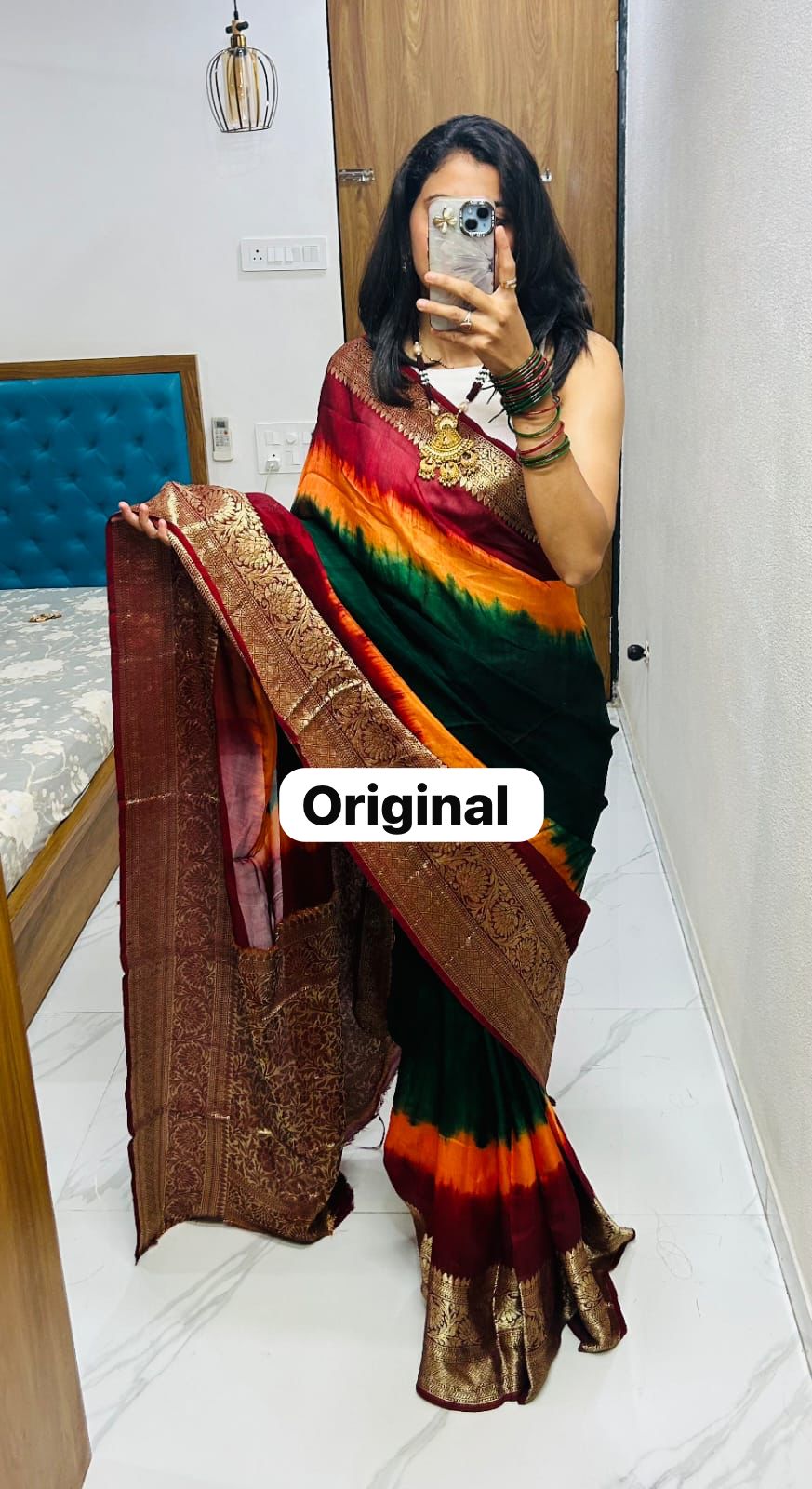 Premium Kanjivaram Bandhani Cotton Silk Saree with Running Blouse