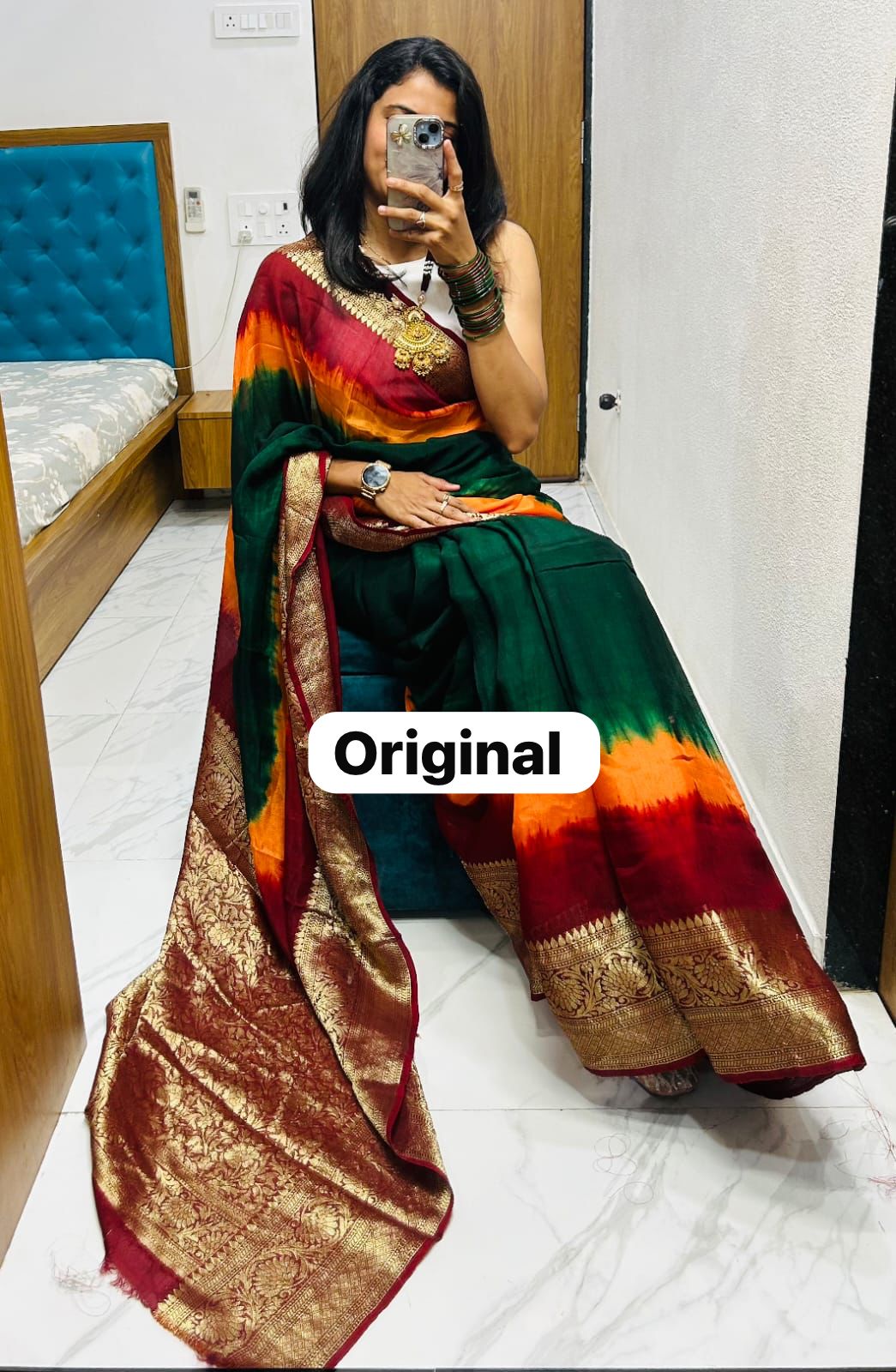 Premium Kanjivaram Bandhani Cotton Silk Saree with Running Blouse