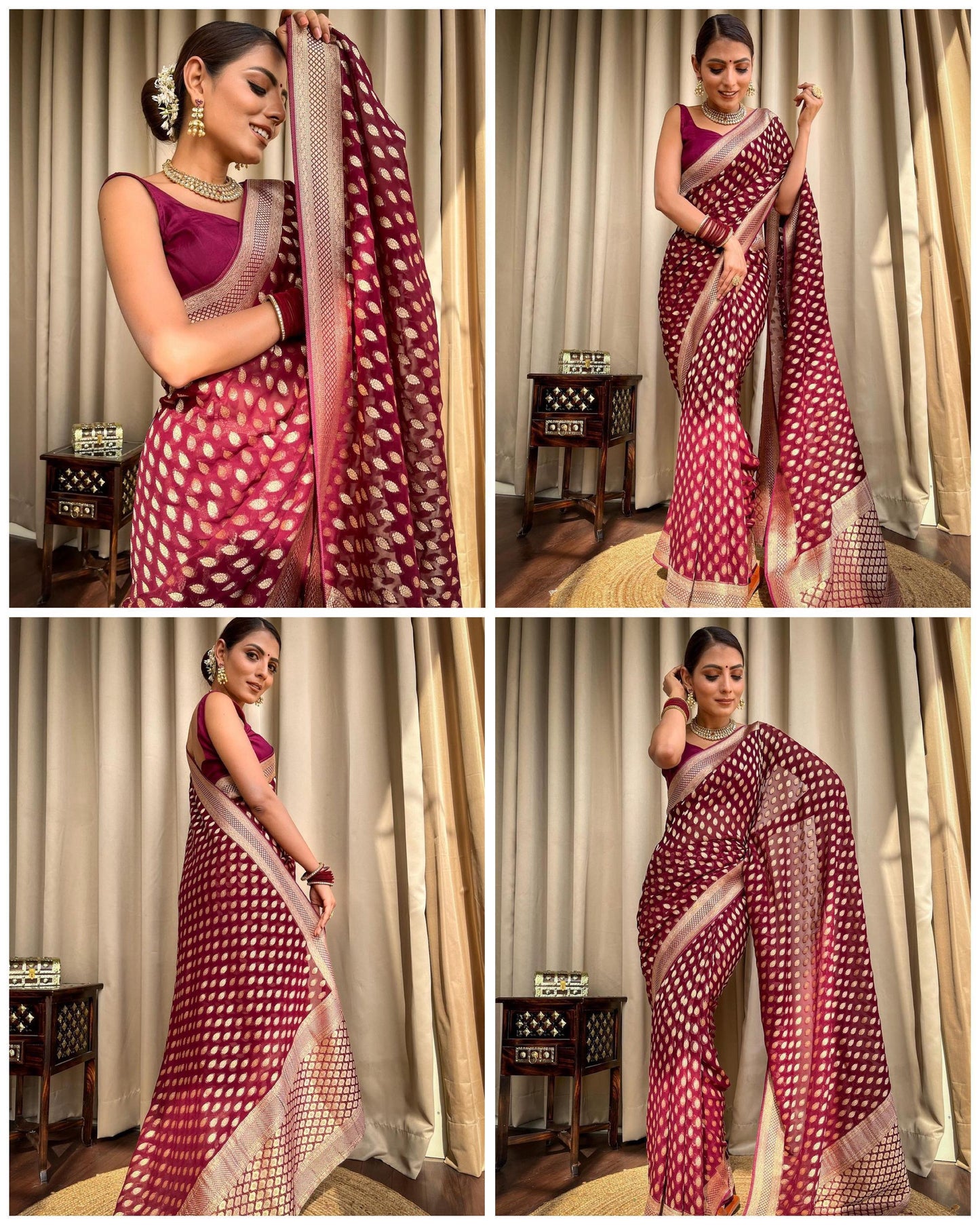 Embracing Purple Colored Soft Lichi Silk Saree with Heavy Jacquard Work & Rich Border