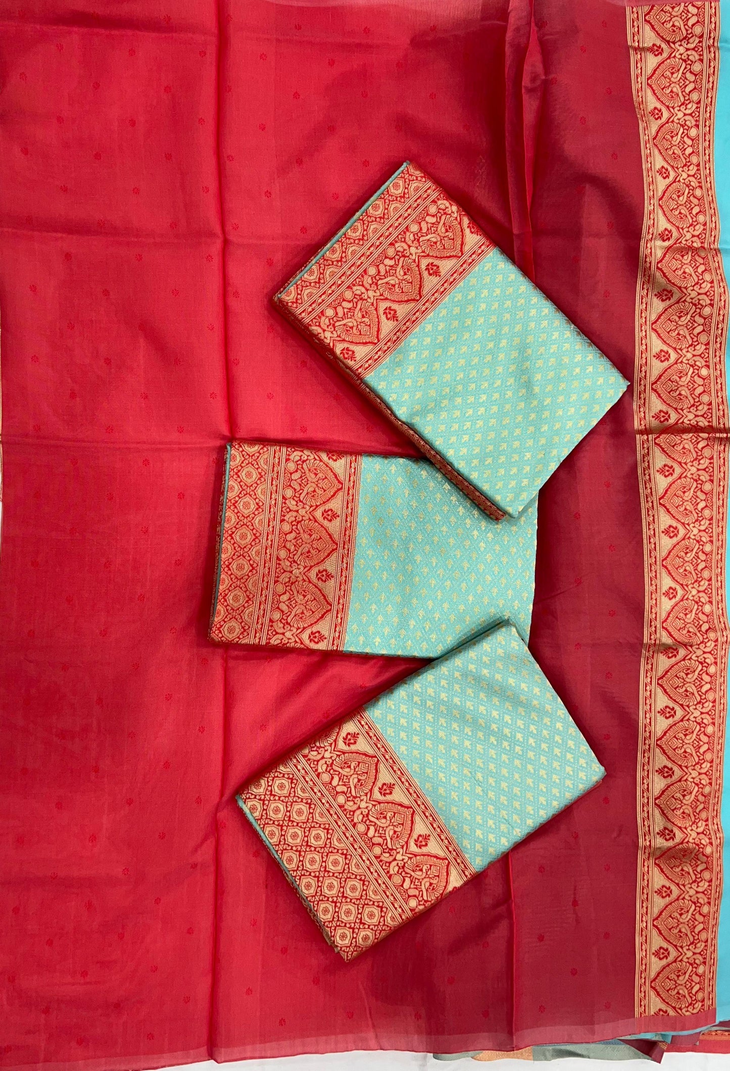 Premium Blue & Orange Colored Soft Lichi Silk Saree with Rich Pallu & Jacquard Weaving