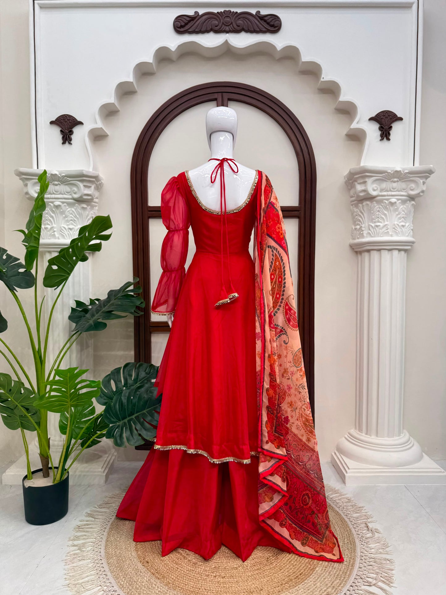 Premium Tabby Silk Anarkali Suit Set with Plazzo & Digital Printed Dupatta