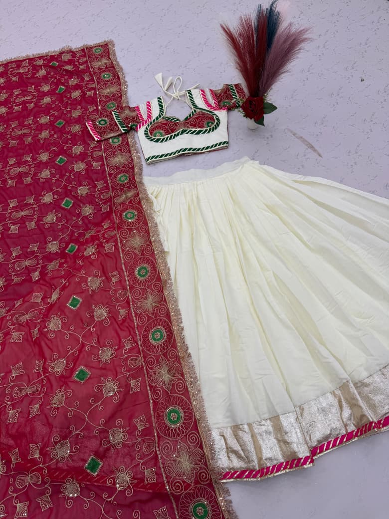 Navratri Special Roman Silk Lehenga Choli with 6 Meter Big Flair, Heavy Embroidery & Sequin Work