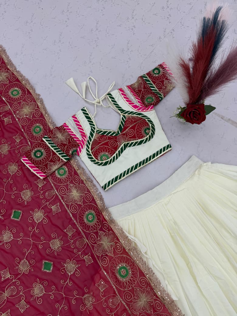 Navratri Special Roman Silk Lehenga Choli with 6 Meter Big Flair, Heavy Embroidery & Sequin Work