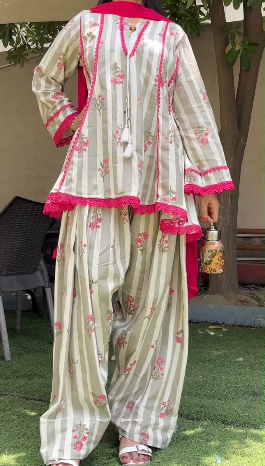 Premium Natural Crepe Digital Print Kurti Set with Farshi Pant & Faux Georgette Dupatta for Women