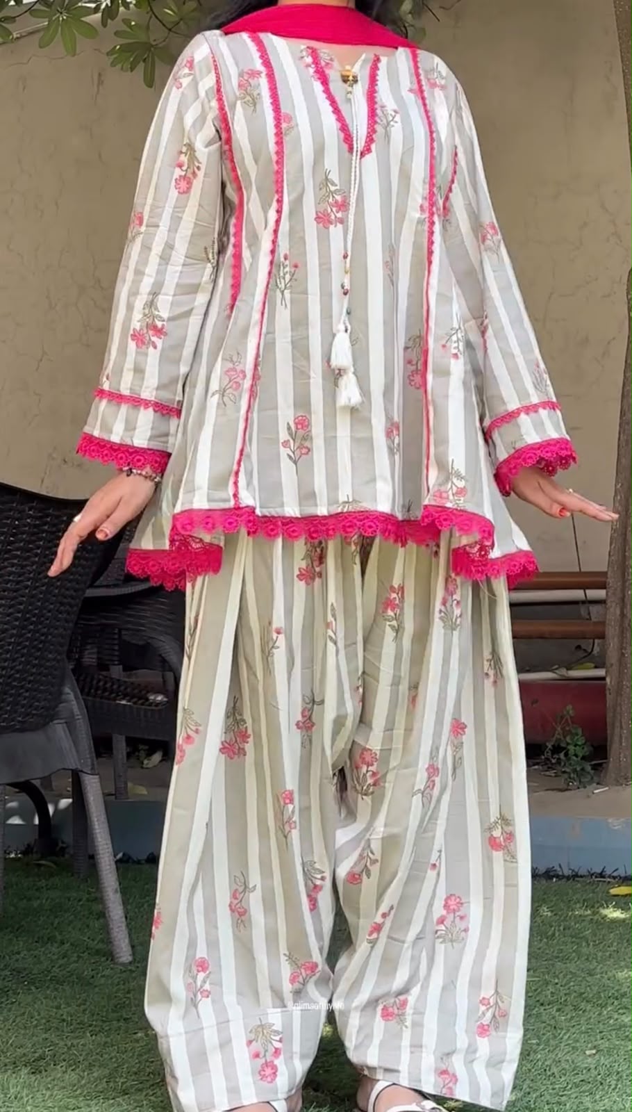 Premium Natural Crepe Digital Print Kurti Set with Farshi Pant & Faux Georgette Dupatta for Women
