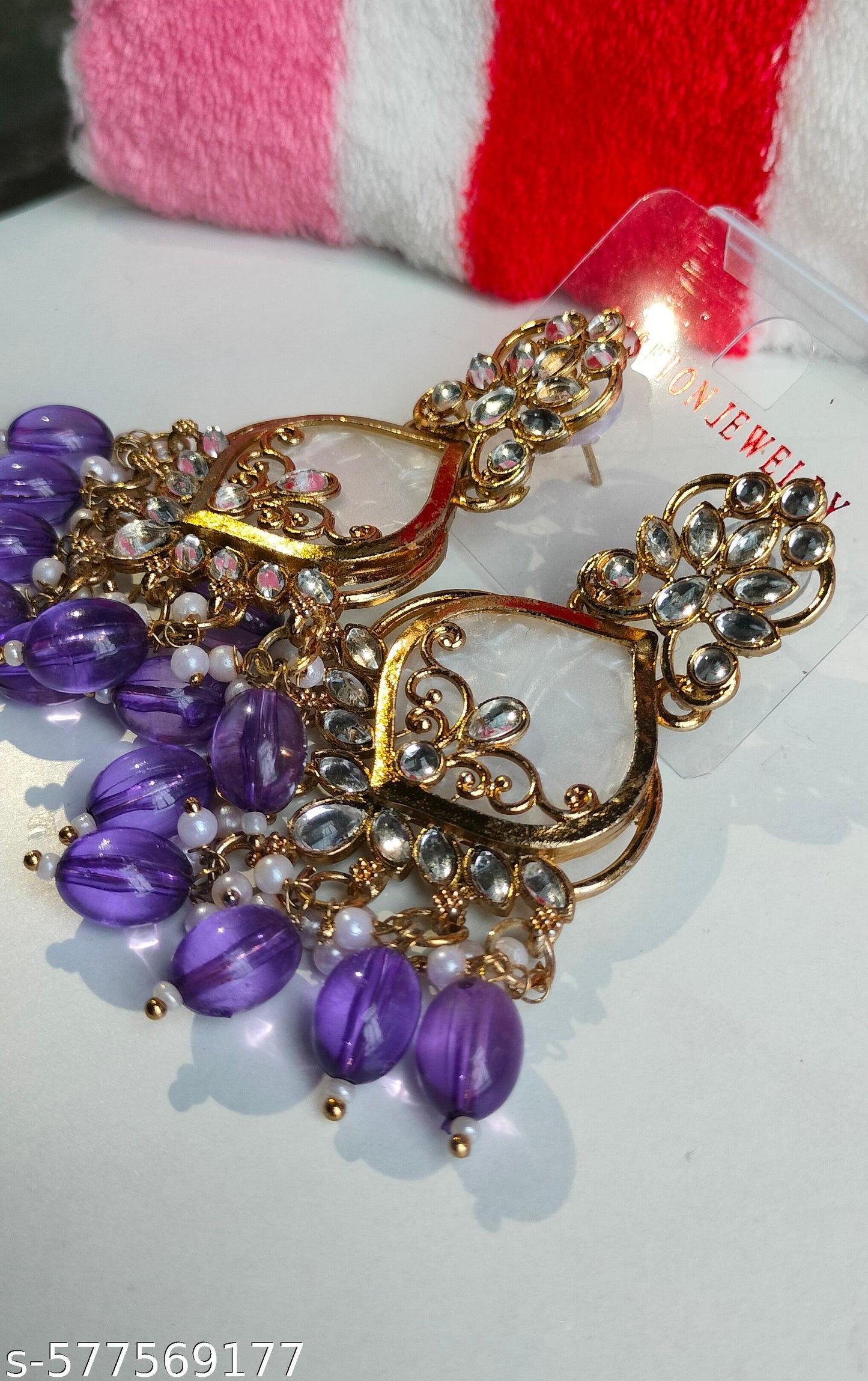 Elegant Purple Colored Pearl Jhumki Earrings for Women & Girls – Traditional Oxidized Silver Ethnic Jewelry