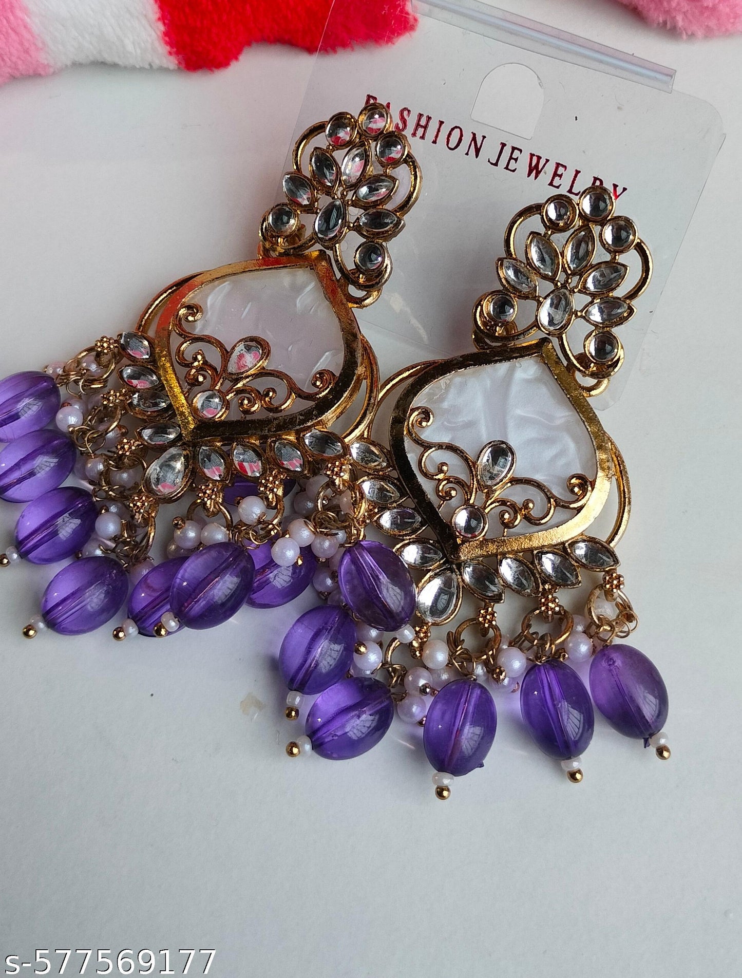Elegant Purple Colored Pearl Jhumki Earrings for Women & Girls – Traditional Oxidized Silver Ethnic Jewelry