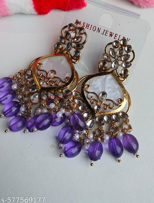 Elegant Purple Colored Pearl Jhumki Earrings for Women & Girls – Traditional Oxidized Silver Ethnic Jewelry