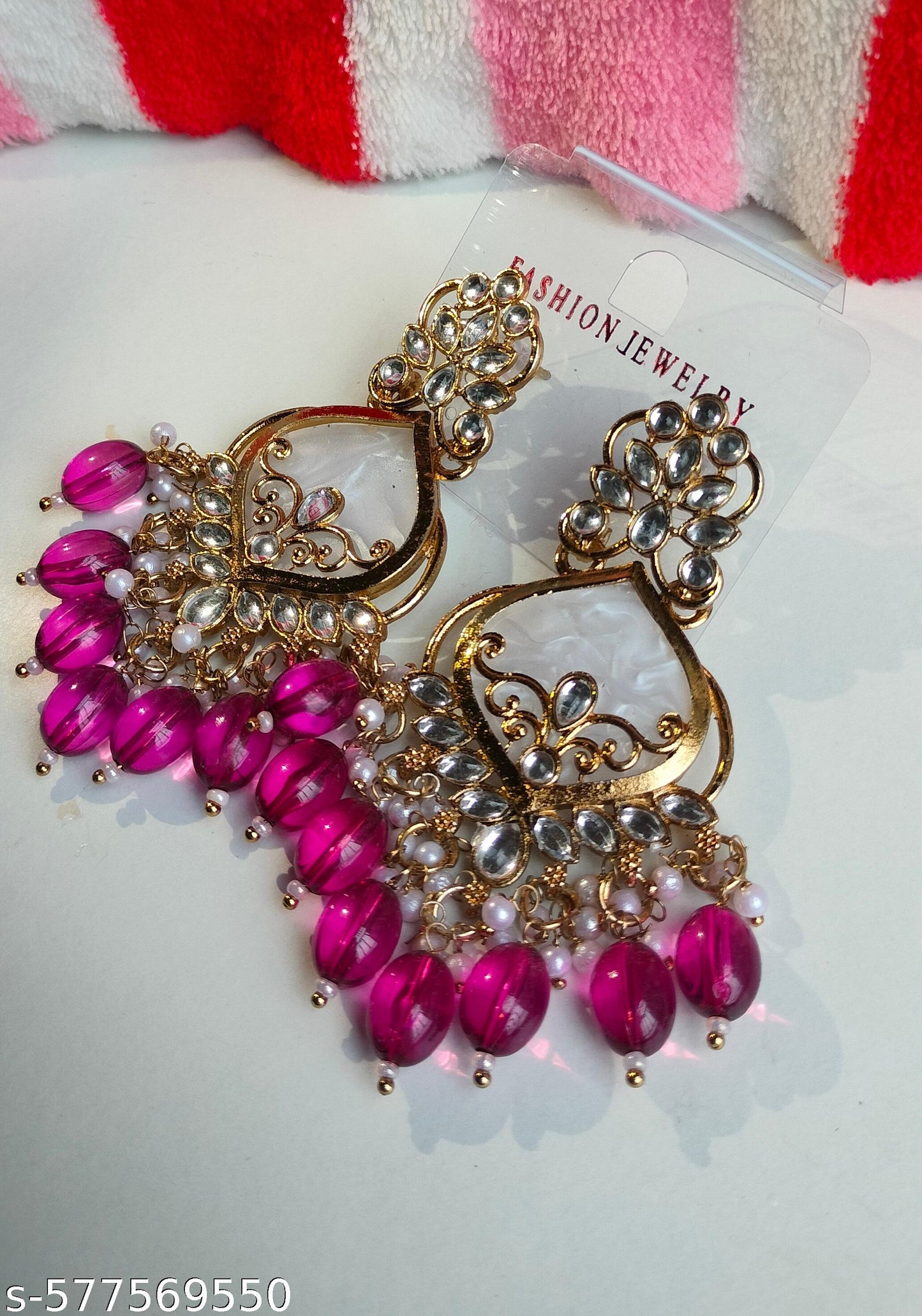 Elegant Rani Pink Colored Pearl Jhumki Earrings for Women & Girls – Traditional Oxidized Silver Ethnic Jewelry