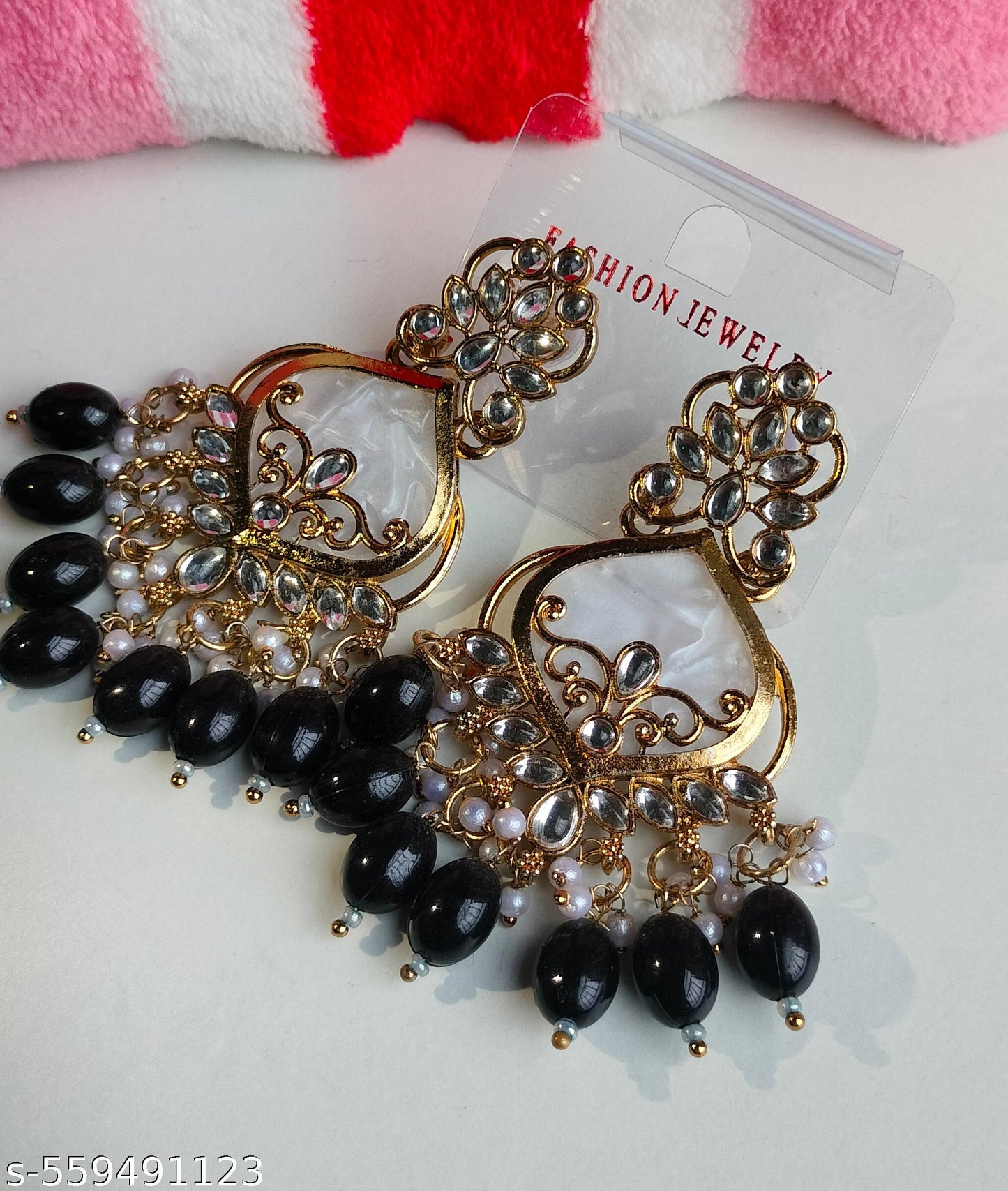 Elegant Black Colored Pearl Jhumki Earrings for Women & Girls – Traditional Oxidized Silver Ethnic Jewelry