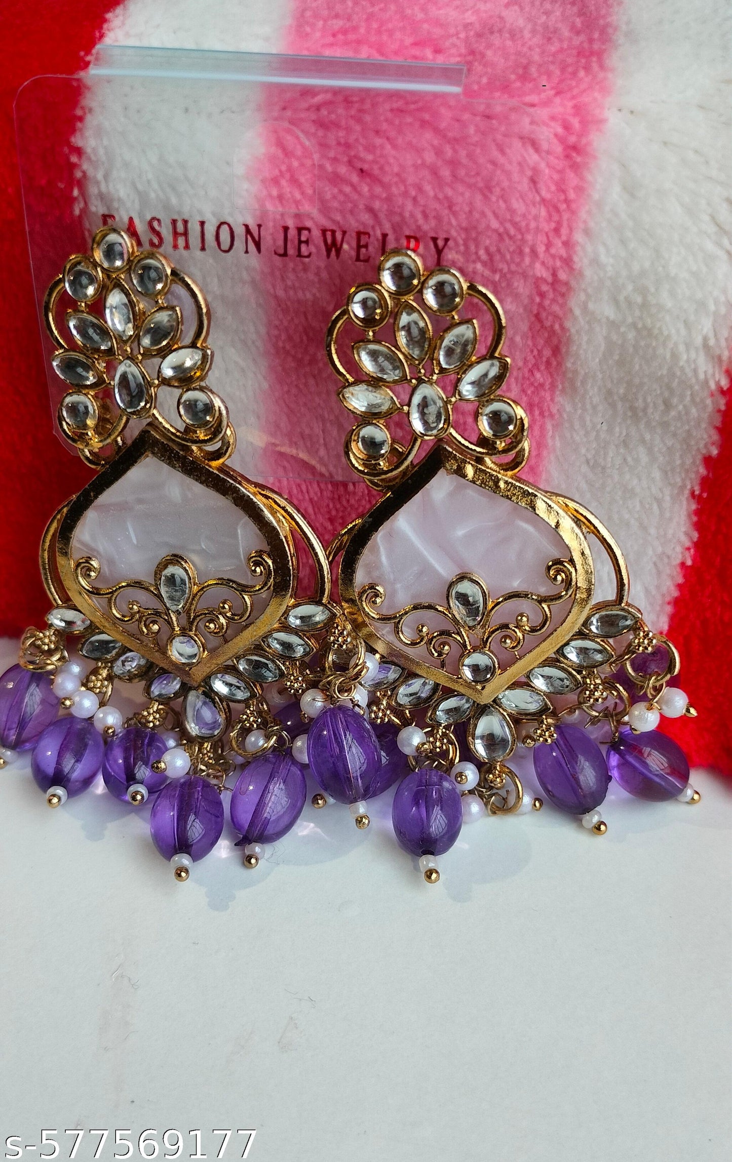 Elegant Purple Colored Pearl Jhumki Earrings for Women & Girls – Traditional Oxidized Silver Ethnic Jewelry