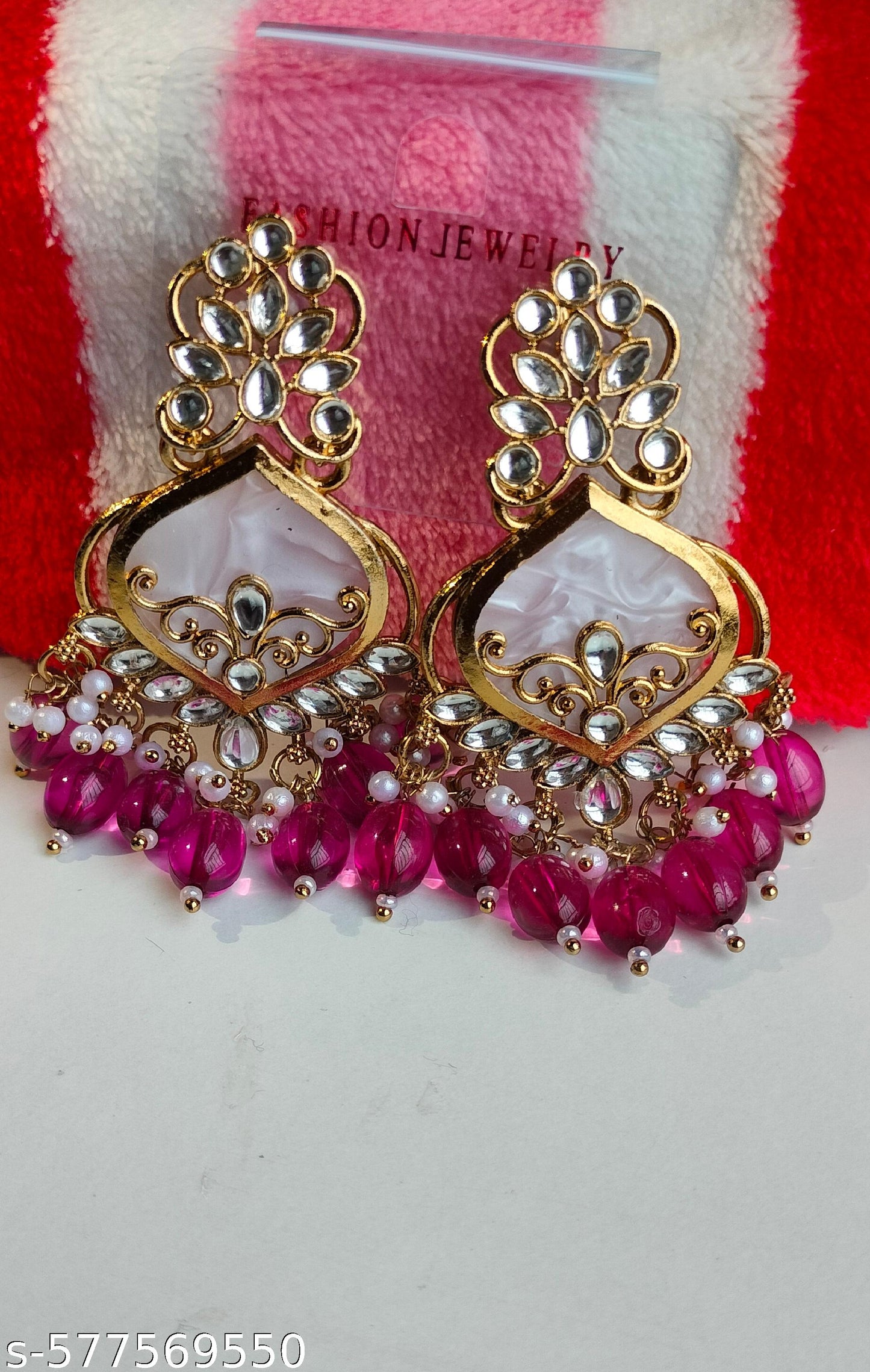 Elegant Rani Pink Colored Pearl Jhumki Earrings for Women & Girls – Traditional Oxidized Silver Ethnic Jewelry